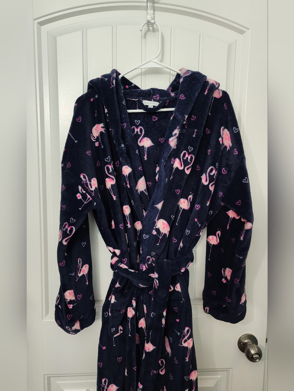 Vera Bradley Flirty Flamingos Navy Hooded Robe, Plus 2X/3X